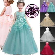 Flower Dresses Girl Princess Party Wedding Bridesmaid Formal Gown Kid Long Dress