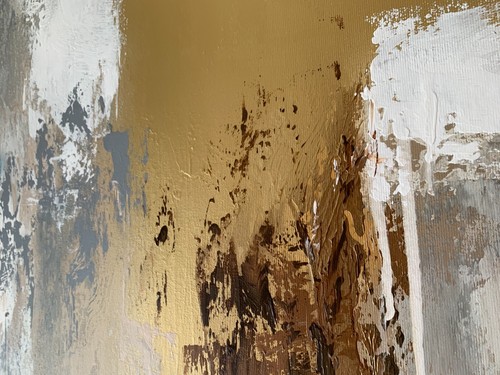 Luxury painting wall art Abstract Hand painted white Blue Grey Gold minimalist - Bild 8 von 11
