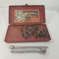 Vintage Buffalo Ratchet & Socket Set 17Piece 1/4" Drive w/ Metal Case