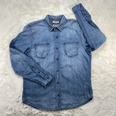 Stitch s Jeans USA Mens Large Blue Denim Shirt