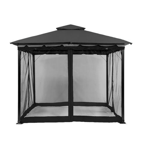 Universal Outdoor Patio Gazebo Mosquito Netting 4-Panel Sidewall Curtain Zippers - Picture 3 of 13