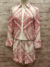 CYNTHIA VINCENT Twelfth St Cinched Waist MINI DRESS Embroidered Rayon Small