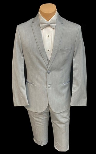 Men's Michael Kors Grey Tuxedo Suit with Flat Front Pants and Vest 44XL 38W - 第 1/6 張圖片