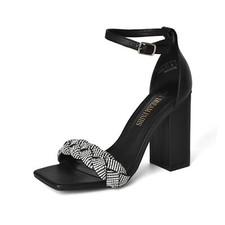 Women Heeled Sandals Ankle Strap Chunky Block Wedding Party Dress Sandals