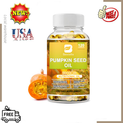 Pumpkin Seed Oil Capsules 2000Mg Support Prostate Health Brain Boost-120Pills