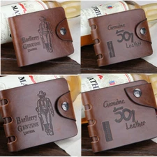 Men Genuine Cowboy Leather Bifold Wallet Multi Card Clutch Pocket Purse US