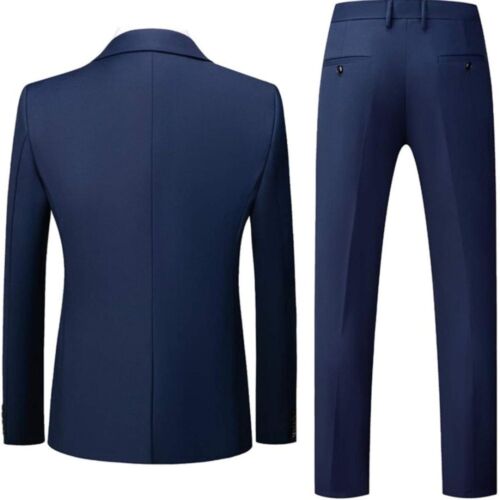 L Mens Slim Fit 2 Piece Suit One Button Notch Lapel Tuxedo - Picture 2 of 3
