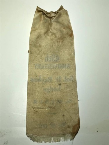 1911 Sol. D. Bayless Lodge 45th Anniversary Masonic silk Ribbon and Pin - Picture 8 of 8
