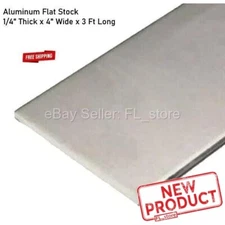 Aluminum Flat Stock 1/4" Thick x 4" Wide x 3 Feet Long Bar Unpolished Finish NEW