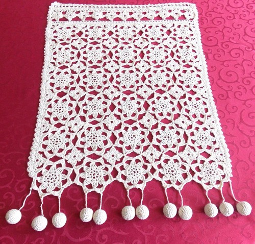 RIDEAU CROCHET ARTISANAT FRANCAIS S RAISONNIER AUBEPINE - Picture 2 of 8