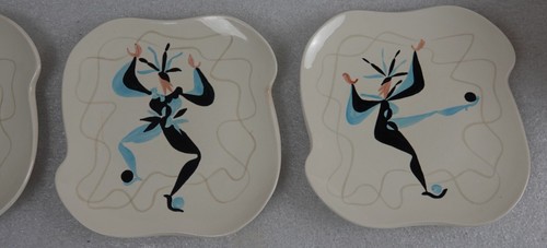 RED WING POTTERY COURT JESTER KERMIS LUNCH PLATES COMPLETE SERIES - Picture 9 of 13