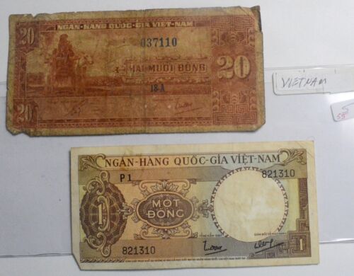(2) VIET NAM BANK NOTES 1 DONG & 20 DONG #55