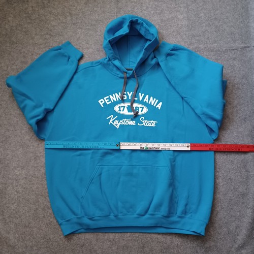 Pennsylvania Keystone State Hoodie Mens XXXL 3XL Blue Pullover Sweatshirt Pocket - Picture 4 of 15