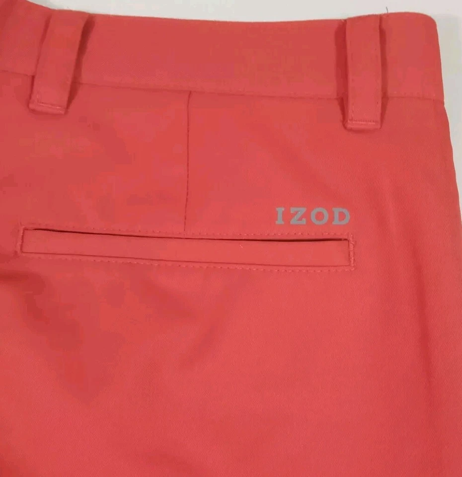 Pantalones Cortos de Golf IZOD Hombres Talla 32 Naranja Ligeros Frente Plano 10" Bolsillos entrepierna  Foto 3 de 4