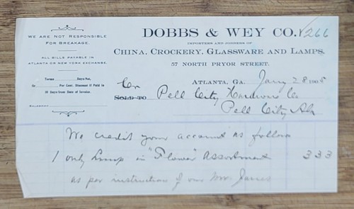 1906 Billhead Atlanta Georgia Dobbs & Wey China Crockery - Picture 12 of 15