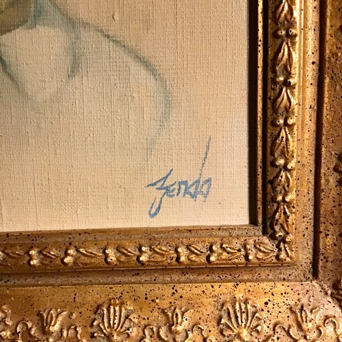 Small Girl With Bows and Freckles Portrait Oil on Canvas Painting Pat Zenda - Picture 3 of 6