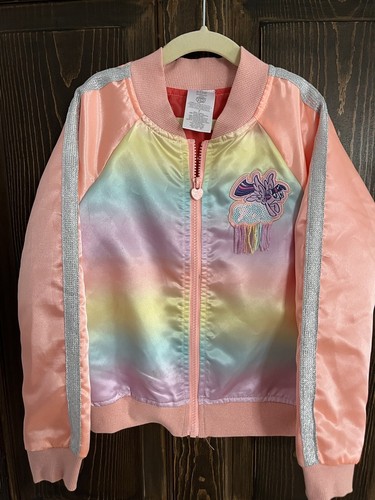 365 Kids Garanimals Girls Bomber Unicorn Rainbow Jacket Size 7 - Picture 3 of 7