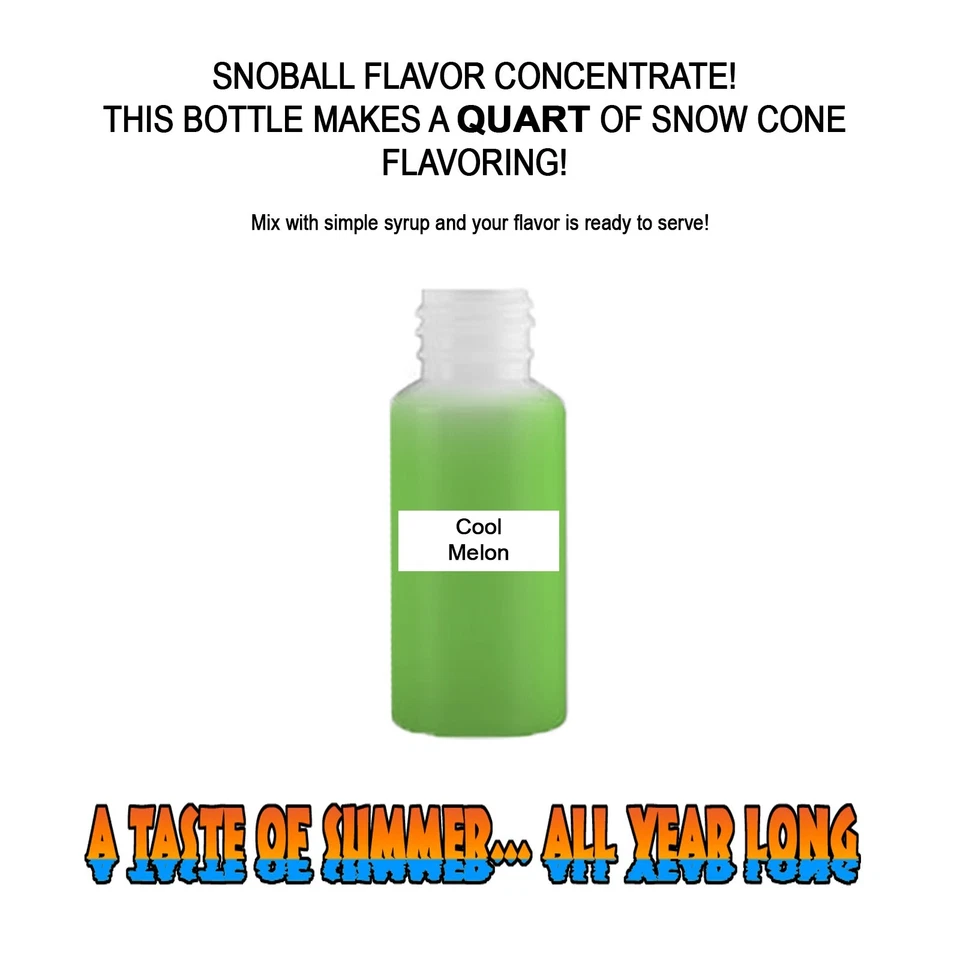 SUMMER SNOW ENTERTAINMENT COOL MELON SYRUP MIX Snow CONE/SHAVED ICE Flavor QUART