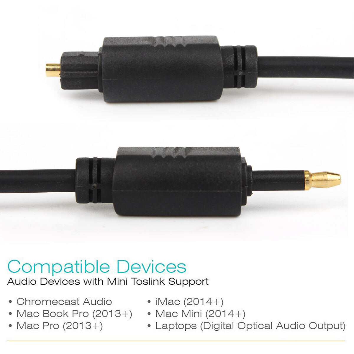 session Fradrage Veluddannet 24K Gold Plated Compatible Chromecast Audio Optical Fiber Mini Toslink  Cable 6ft | eBay
