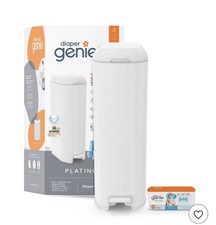 Diaper Genie Platinum Pail - White: Pedal Activated Lid