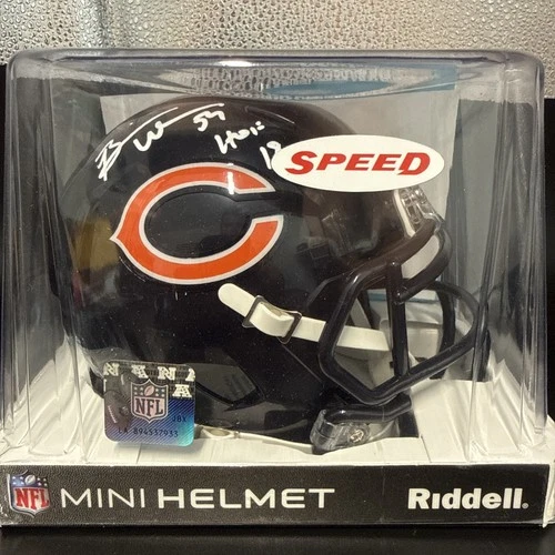 Brian Urlacher Signed Chicago Bears Mini Helmet w/ HOF 18 Beckett Wit BAS COA