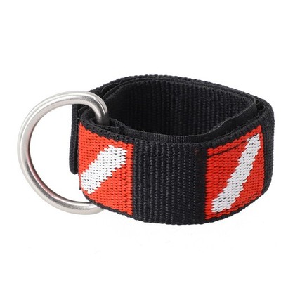 Verstellbares Taucher Armband mit silbernem Metall D Ring und schwarzem Nylon