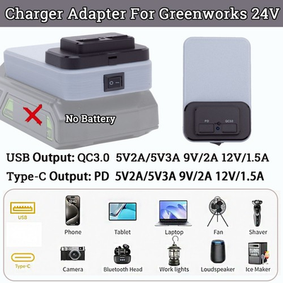 #ad Power Phone Charger Adapter For Greenworks 24V Battery Portable Power Station $34.99