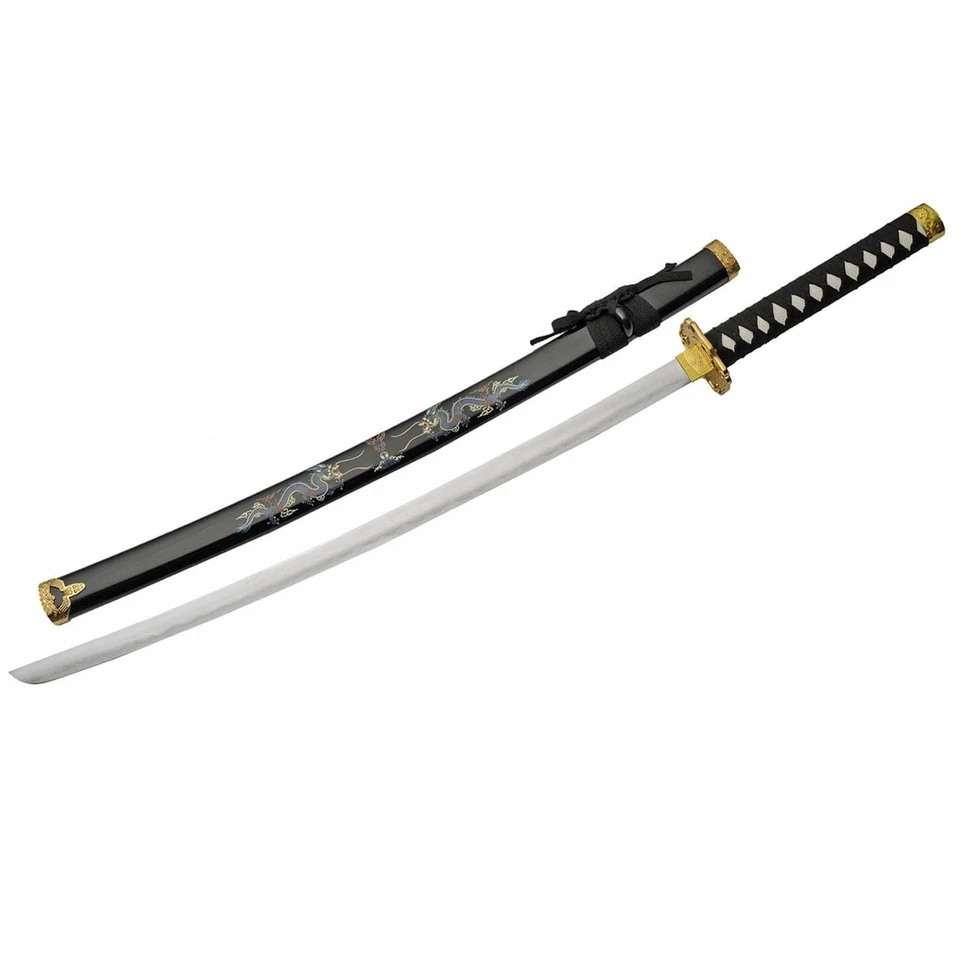 39,5-дюймовый 3-компонентный двойной драконий меч WS со стальным лезвием с ножнами ABS и цубой - Изображение 3 из 4