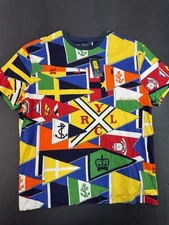 Polo Ralph Lauren Yacht Club Men’s Shirt All Over Flag Print RLYC Large New NWT