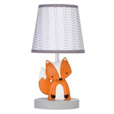 Bedtime Originals Acorn Gray/White/Orange Fox Nursery Lamp with Shade  Bulb