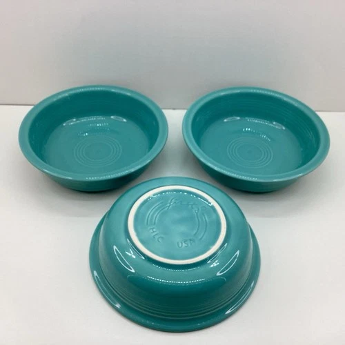 Fiesta Fiestaware HLC Turquoise Coupe Cereal Soup Bowl 7" Lot of 3 Lowercase