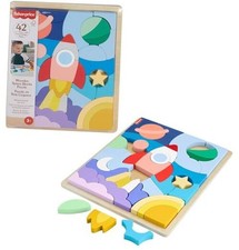 Wood Preschool Toy Space Blocks Jigsaw Puzzle, 42 Wooden Pieces for Stacking