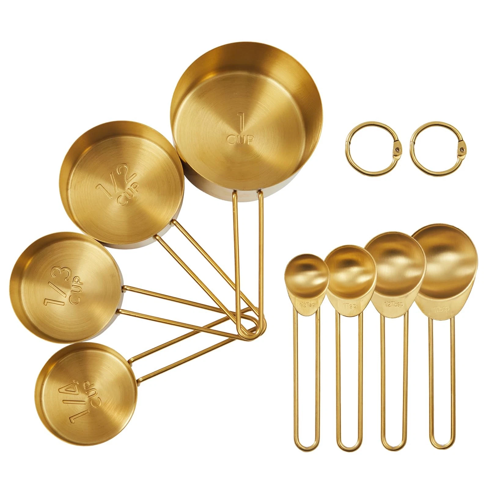 Golden 304 Stainless Steel Measuring Cups and Spoons Set,8PCS Stackable & Lon...