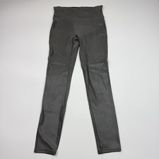 SPANX Faux Leather Moto Leggings Gray Womens Sz L Shapes  Lifts Comfy Edgy