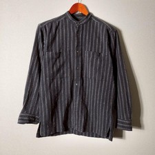 I'M MEN ISSEY MIYAKE Vintage Collarless Shirt Seersucker Size S Striped Navy