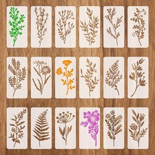 Linwetra Flower Stencils for Painting on Wood, 18Pcs Reusable white