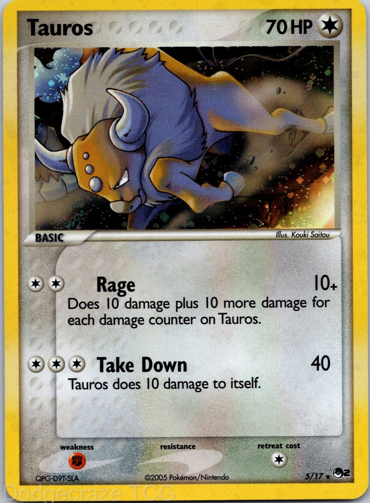 Tauros 5/17 Rare POP Series 2 Pokemon NM