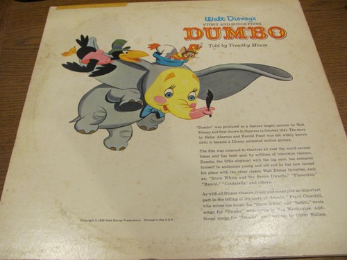 LP Disney DUMBO 1959 Disneyland Records DQ-1204 with Paper Sleeve - Picture 3 of 7