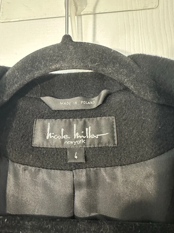 Rare Nicole Miller New York 100% Cashmere Shell Trench Coat Made in Poland Sz 4 - Image 3 of 4