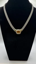 David Yurman Sterling Silver 14K Gold Double Wheat Citrine Necklace 16"