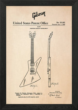 Gibson Explorer Gitarre Patent gerahmtes Wandbild Poster Leinwanddruck Bild