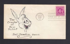 FDC: #980 1948 3c Joel Harris - HAND DRAWN Brer Rabbit Cachet