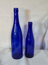 Cobalt Blue Glass Bottles Wine And Water Screw Top Set Of 2