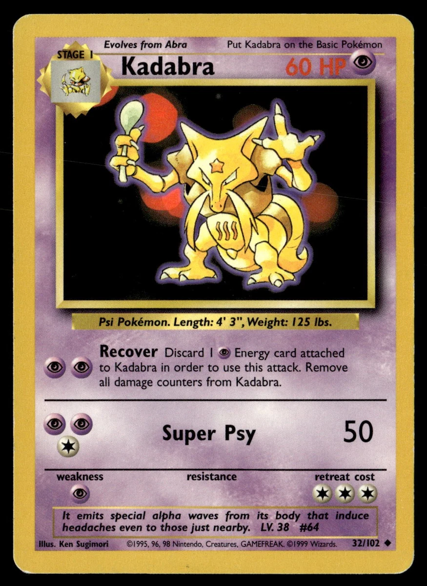 kadabra pokemon card Mega Evolution #055/132 Reverse Holo Teleportation Attack Switch this Pokemon with 1 of your Benched Pokemon 30 Vintage Pokemon Trading Card Game