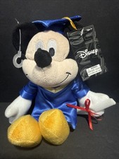 Mickey Mouse Disney 8" Graduation Plush In Blue Graduation Gown Cap Diploma