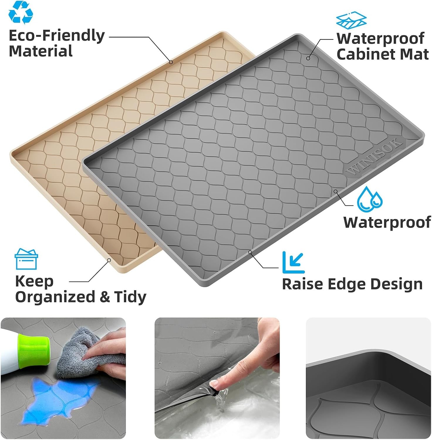 Silicone Under Sink Mat 34" x 22", kitchen Essentials and Gadgets, Shelf liner a