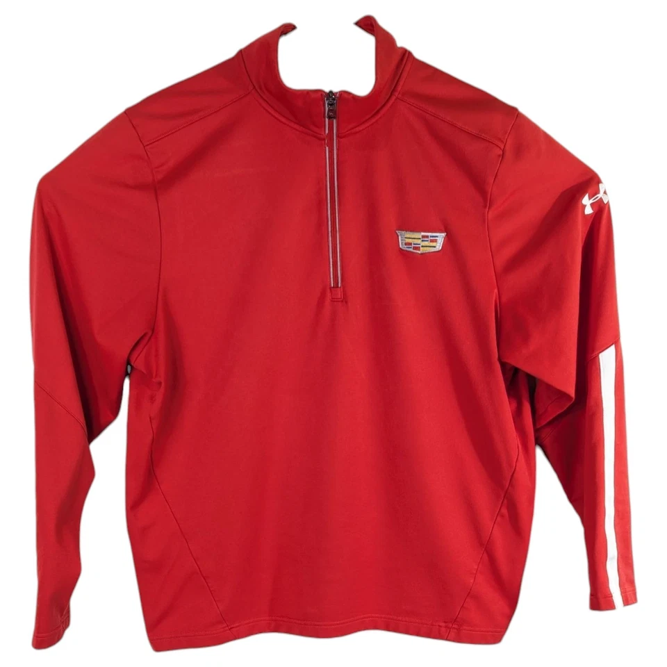 Sudadera Under Armour Cadillac Roja Blanca 1/4 Cremallera Para Hombre Talla Grande Pullover Foto 2 de 4