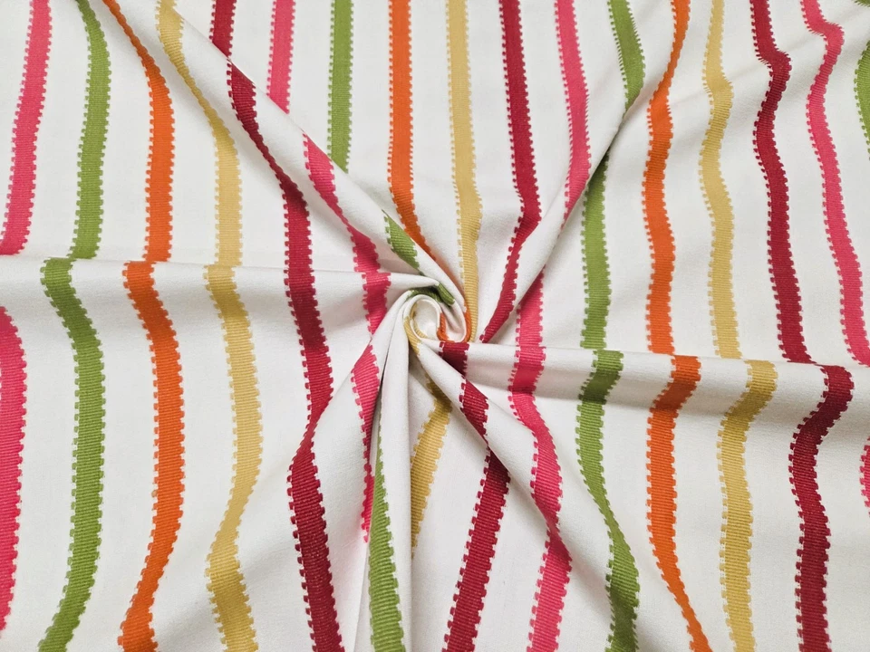 Tela Covington DUXBURY FRUIT PONCH Rojo Rosa Verde Diseñador Rayas Cortinas Uph Foto 4 de 4