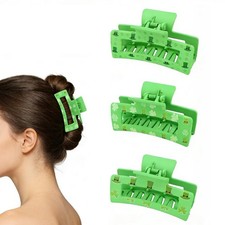 Casoty 3Pcs St. Patrick's Day Hair Claw Clips - Green Shamrock Irish Clover L...