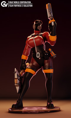 Team Fortress 2 : Even Hotter Pyro Statue - Hand-Painted Gaming Figure, Custom G